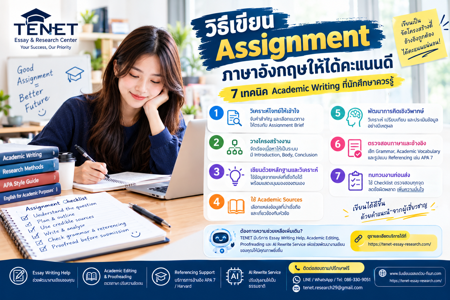 วิธีเขียน Assignment ภาษาอังกฤษให้ได้คะแนนดี: 7 เทคนิค Academic Writing ที่นักศึกษาควรรู้